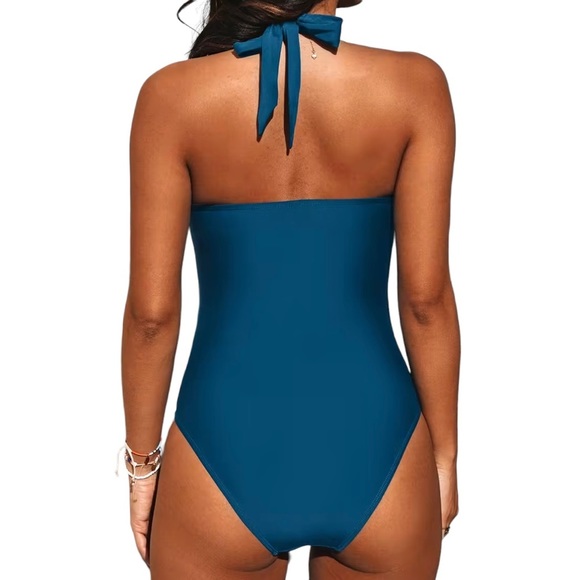 NWT Cupshe Portofino Escape Twist Front Halter One Piece Swimsuit - Picture 7 of 7